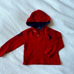 Polo Ralph Lauren Red Long Sleeve Polo Hoodie - 3T